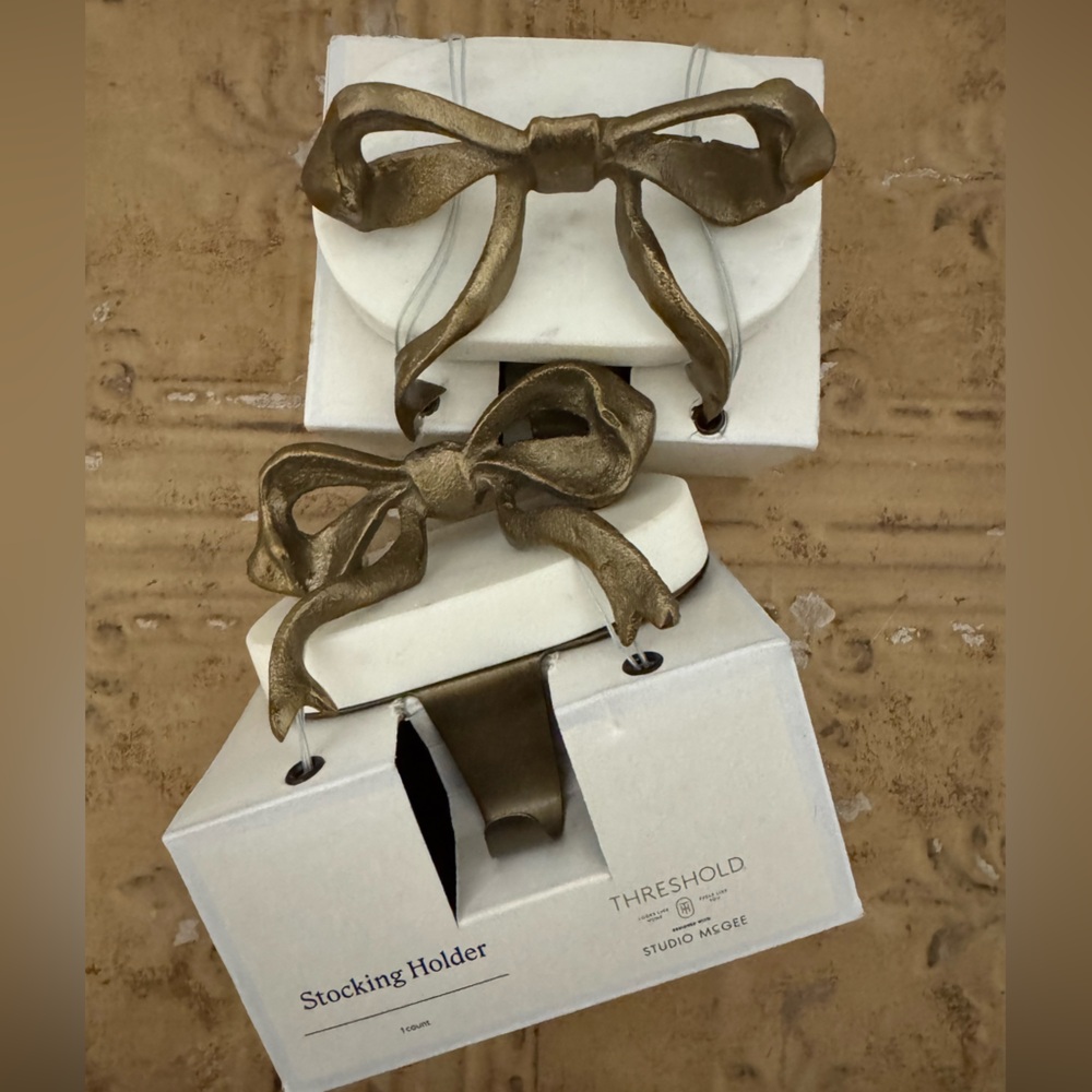 Threshold Studio McGee Metallic Bow Stocking Holder Set